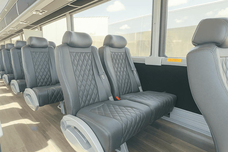 interior of West Bloomfield Charter Bus charter bus